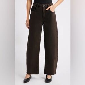 Frame Denim Dark Brown barrel leg jeans